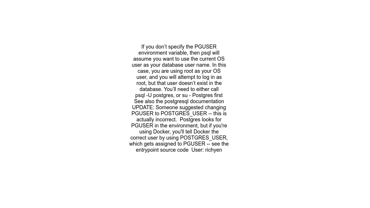 postgres with docker compose gives FATAL role &quot;root&quot; does not exist error