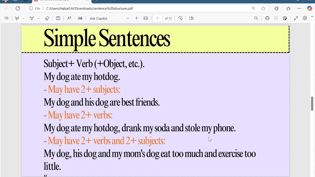 Sentence structure