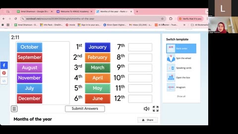 Days and months Class (12) Part (2)