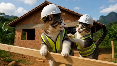 Funny Cats at Work 😂🐱 | This Went Totally Wrong!” “Cats Trying to Work on a Construction