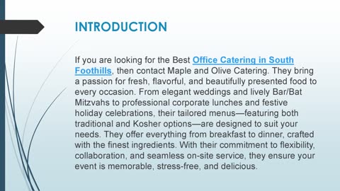 Best Office Catering in South Foothills