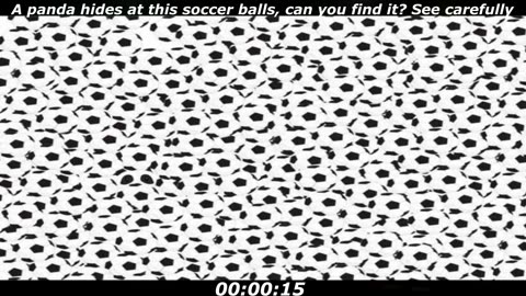 Panda puzzle: A panda hides at this soccer balls, can you find it? See carefully...