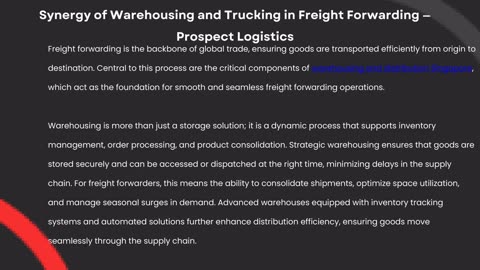 Synergy of Warehousing and Trucking in Freight Forwarding — Prospect Logistics