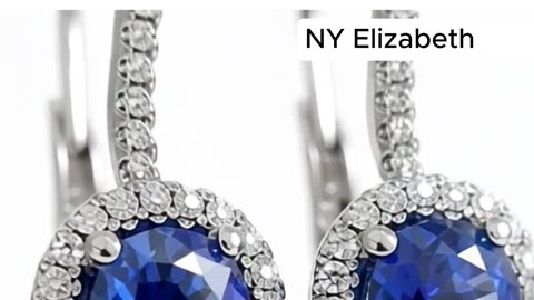 Round Blue Sapphire & Diamond Drop Earrings