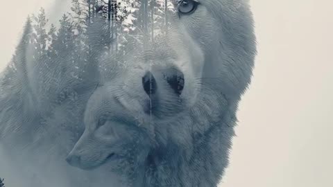 wolf with a pack of wolves roaming the woods