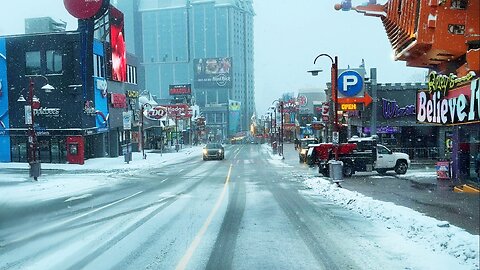 Niagara Falls Canada Winter Snowfall Drive 4K