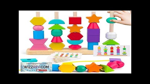 Montessori Wooden Beads Sequencing Toy Stacking Blocks & Lacing Beads & Matching Review