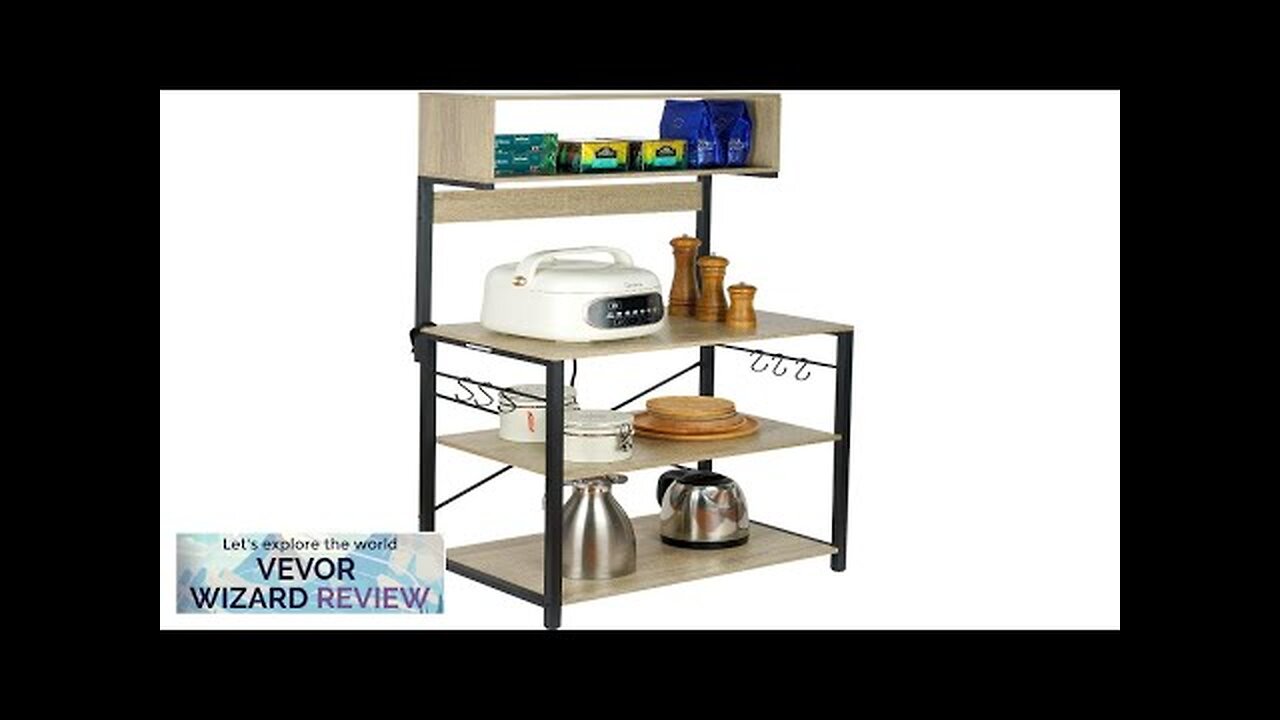 VEVOR Kitchen Baker's Rack 4-Tier Industrial Microwave Stand with Hutch & 6 Review