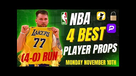 (4-0 RUN 🔥) NBA PRIZEPICKS TODAY | 4 BEST PLAYER PROPS | MONDAY | 11/10/2025 | NBA BEST BETS