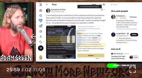 Adam Green talks about my predictions of asteroid Apophis in 2029