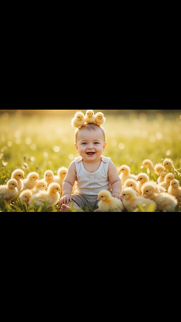 Chick Magnet: Baby's Adorable Day with Fluffy Friends!