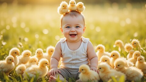 Chick Magnet: Baby's Adorable Day with Fluffy Friends!