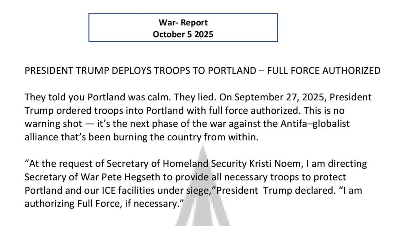 PRESIDENT TRUMP DEPLOYS TROOPS TO PORTLAND