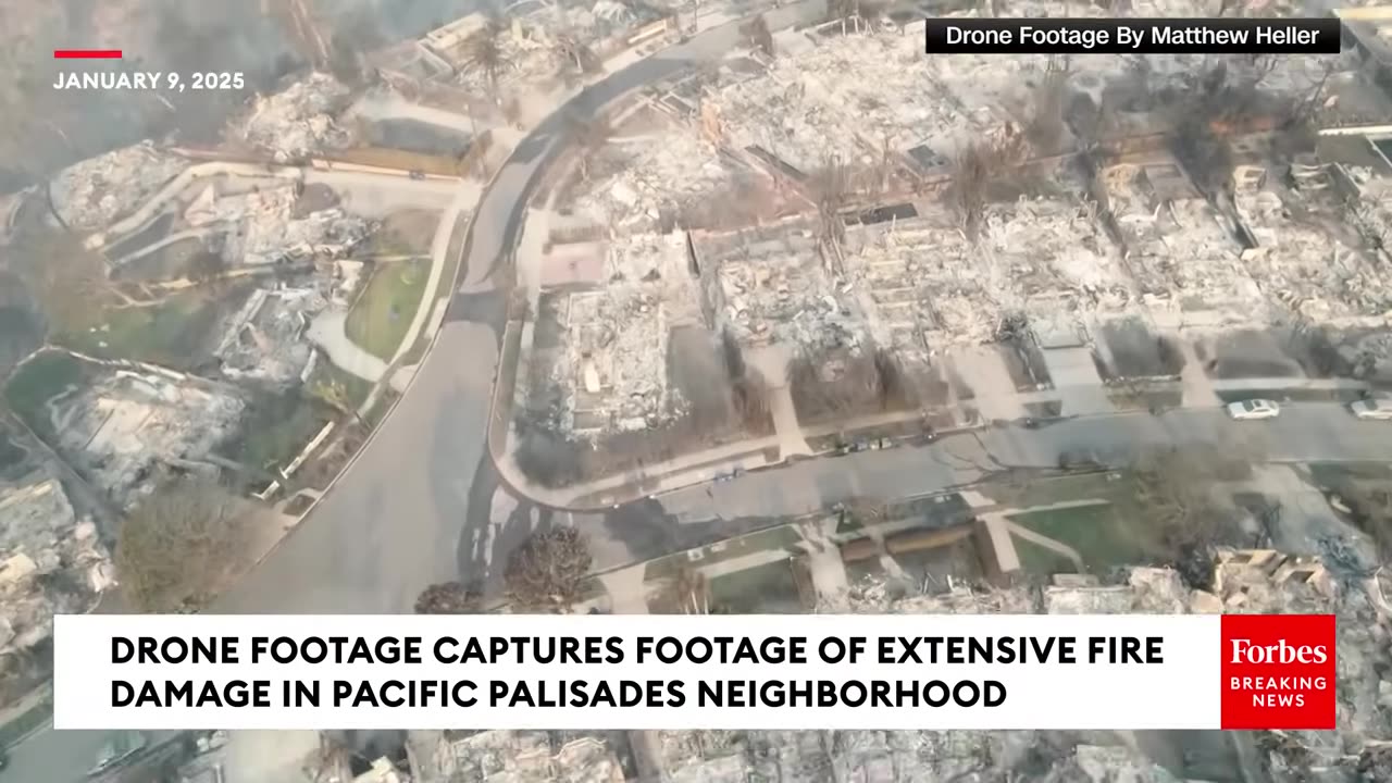 Drone Footage Reveals Destruction Of Los Angeles's Pacific Palisades As Wildfires Rage