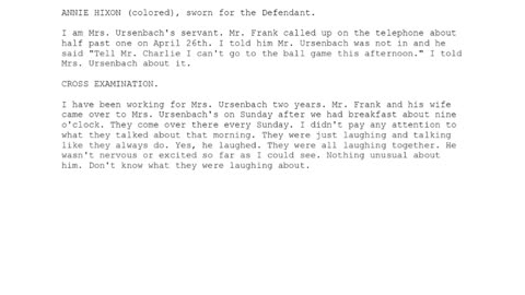 ANNIE HIXON C, Sworn In For The Defendant, 66th To Testify