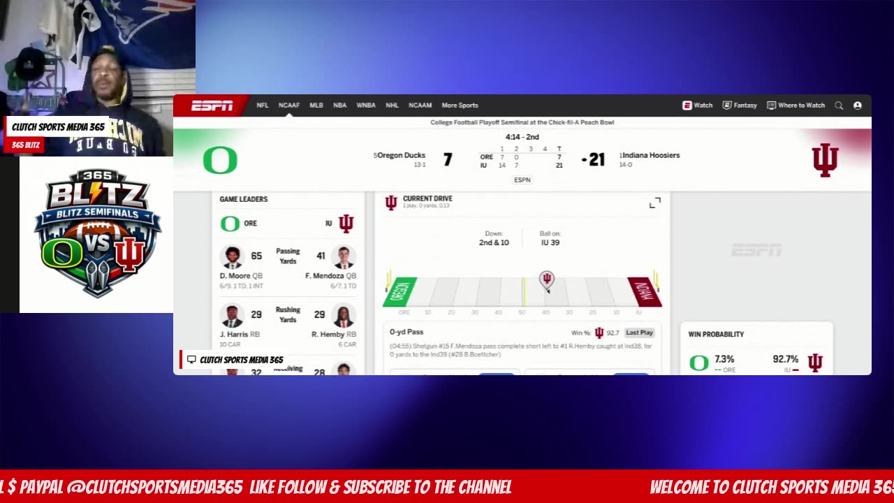 365 Blitz CFB Semifinal Playoffs Indiana vs Oregon