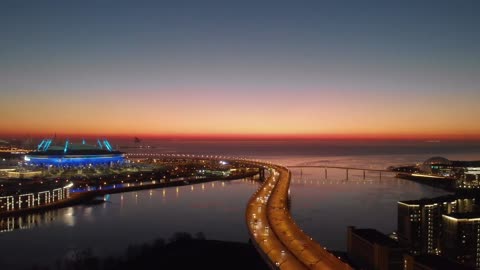 One of the most beautiful sunsets on a frosty Saint-Petersburg day