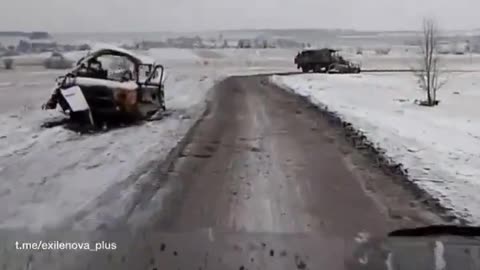 Footage Of War Torn Road Near Pokrovsky
