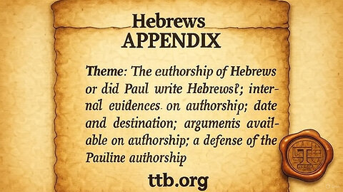 Hebrews (Appendix) (Bible Study)