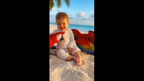 Baby With Macaws
