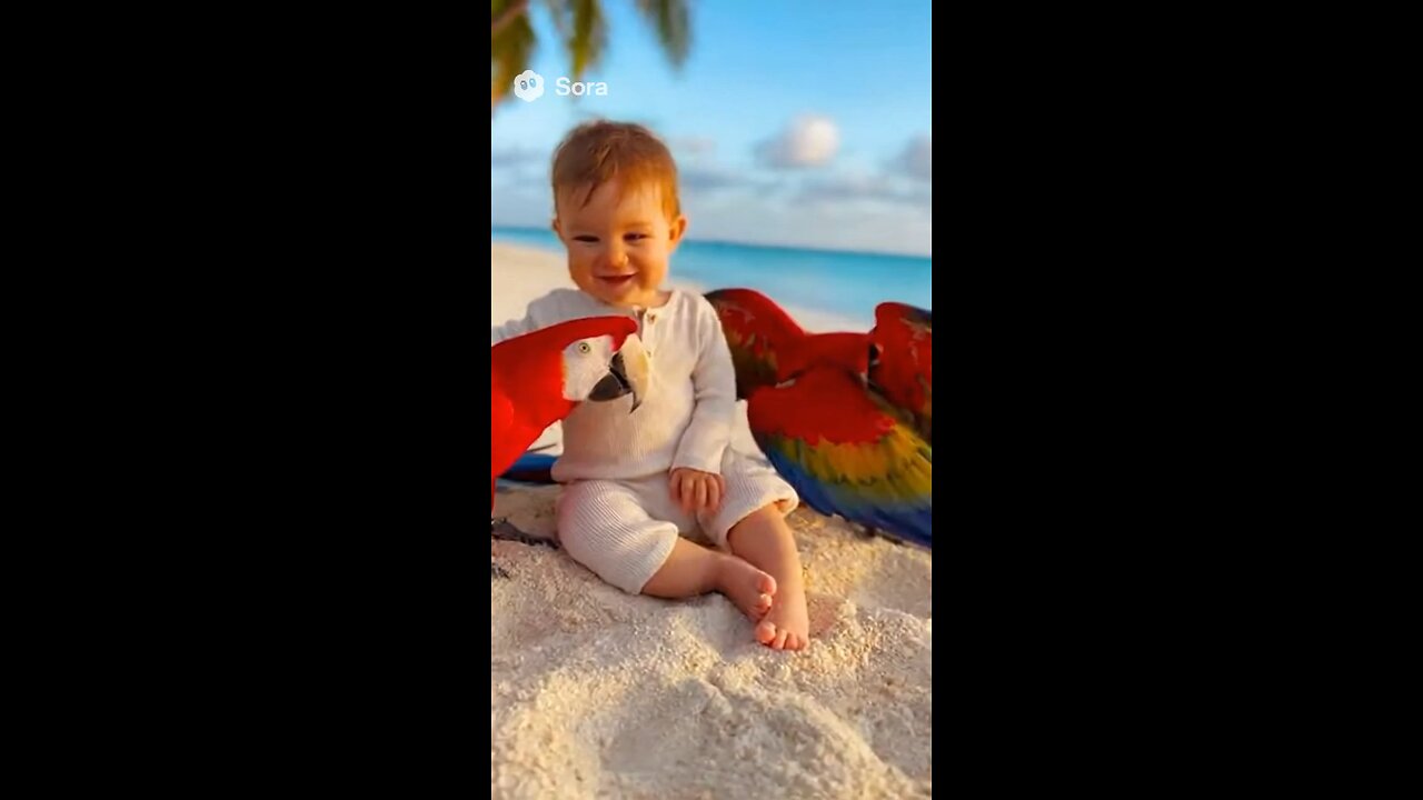 Baby With Macaws