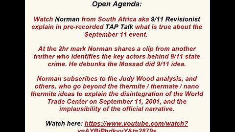 TAP Talk with 9/11 Revisionist on September 11 truth.
