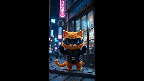 When AI Cat Becomes a Robber… Just for Food! 🍕😂. #shorts #shortsviral #aicat #aicartoon #cats