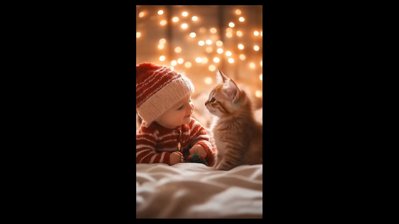 cute baby & cat