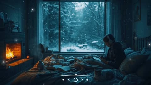 Chill Jazz Music with Cozy bedroom and fireplace