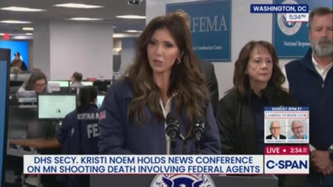 Secretary Kristi Noem takes questions at press conference