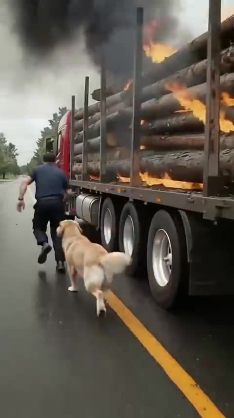 Golden retriever who saved driver from explosion