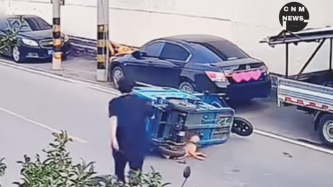 Unbelievable Moment: TukTuk Loses Control After Two Dogs Run Into the Road!