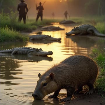 La verdad detrás de la calma entre cocodrilos y capibaras.