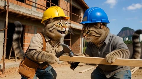 Funny Cats at Work 😂🐱 | This Went Totally Wrong!” “Cats Trying to Work on a Construction