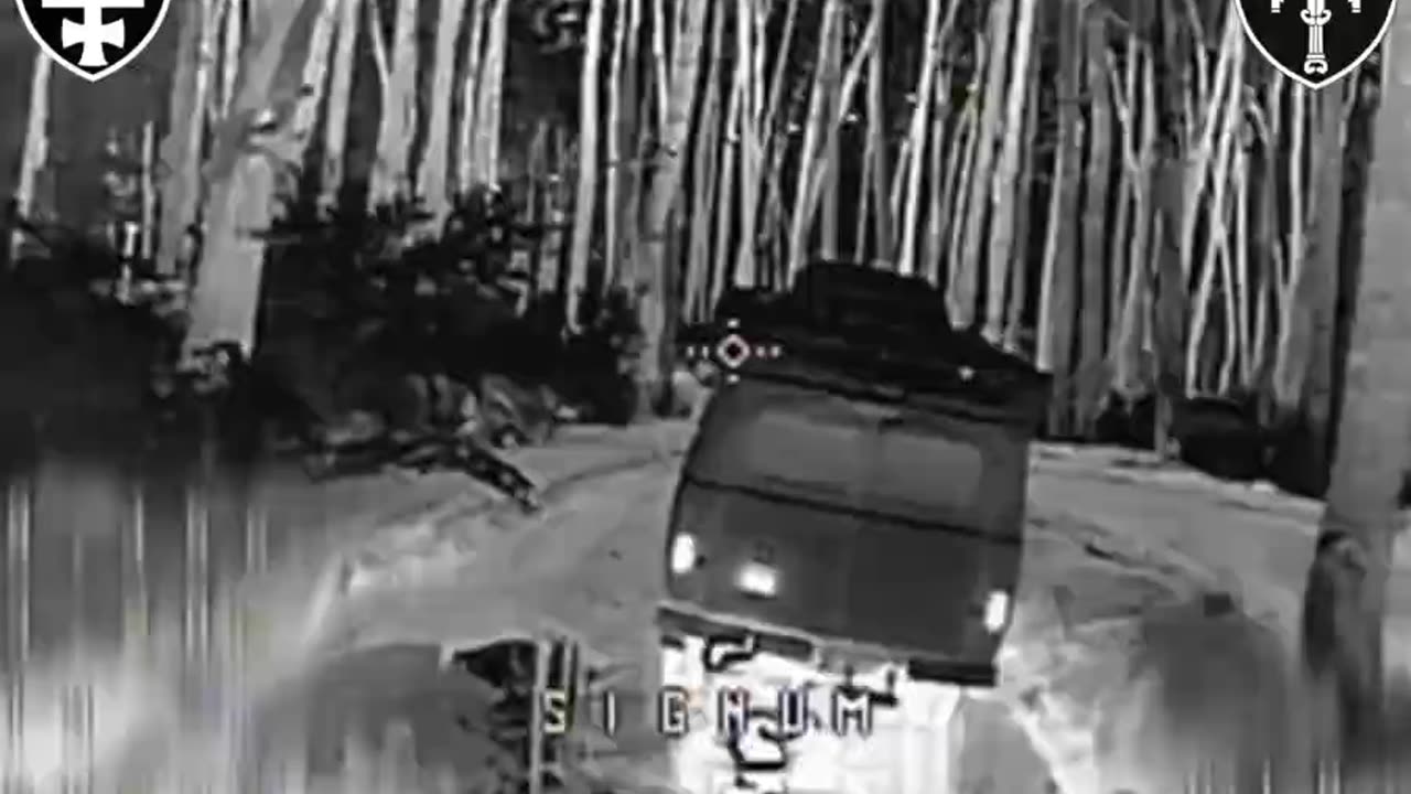 Following Russian Transport Vehicles in Forested Area