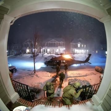 Military HELICOPTER Lands in Quiet Neighborhood Suddenly