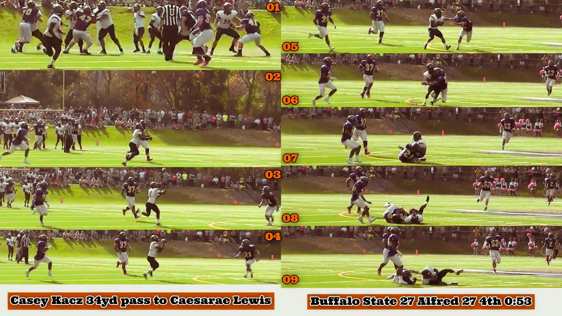 Prototype 317: Buffalo States Casey Kacz 34yd pass to Caesarae Lewis vs Alfred
