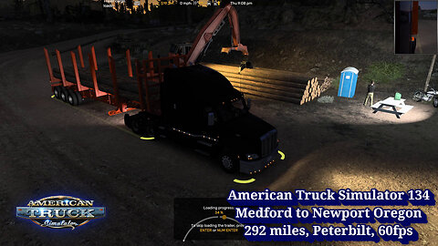 American Truck Simulator 134, Medford to Newport Oregon, 292 miles, Peterbilt, 60fps