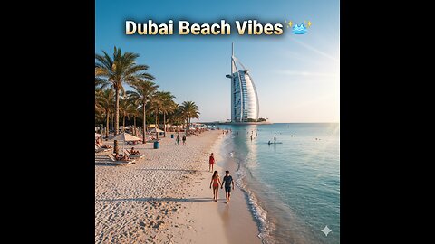 Dubai Beach Vibes 🌊☀️ | Blue Water & Golden Sand | Explore Dubai 🇦🇪✨