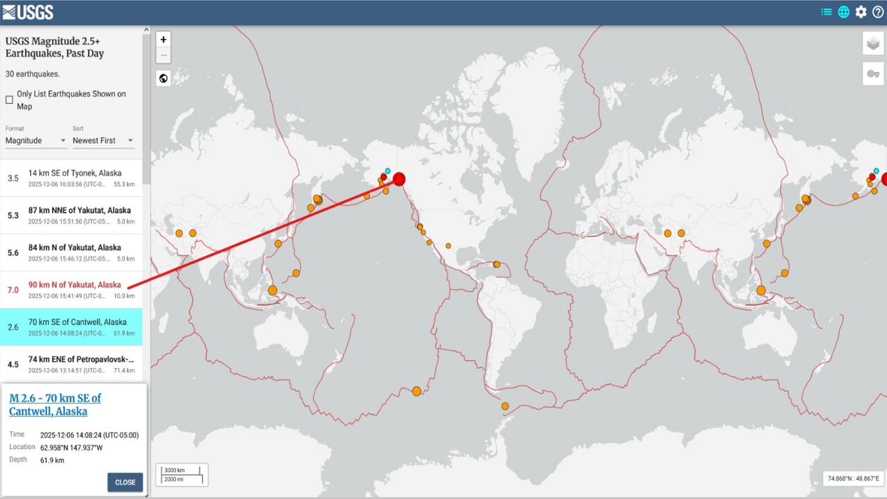 7 POINTER EARTHQUAKE ON ALASKA BORDER!!!