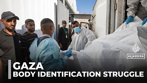 Palestinians trying to identify bodies of loved ones in Gaza