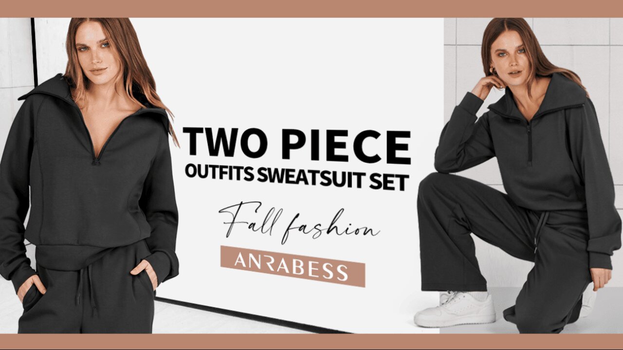 ANRABESS Women 2 Piece Outfits Sweatsuit Oversized Sweatshirt Sweatpants