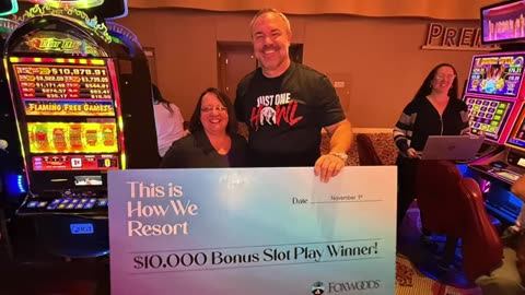 The emotional winner at the casino is stunned by the revelation of the $10,000 prize!!