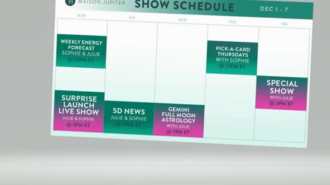 Weekly schedule Maison Jupiter