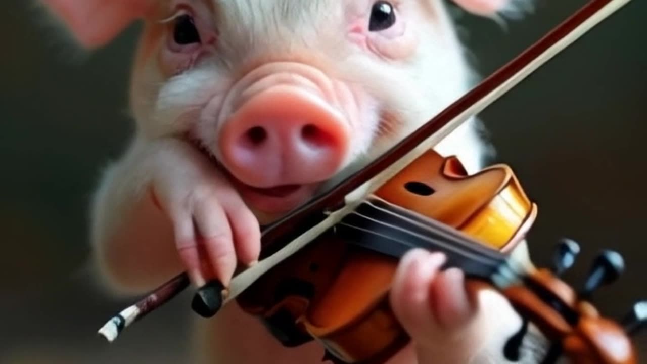 The world's smallest giggling baby Piggy, playing an adorable and charming violin.