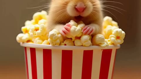 🐹 Cute Hamster Eating Popcorn 🍿 | Tiny Hamster Fun & Adorable Animal Video