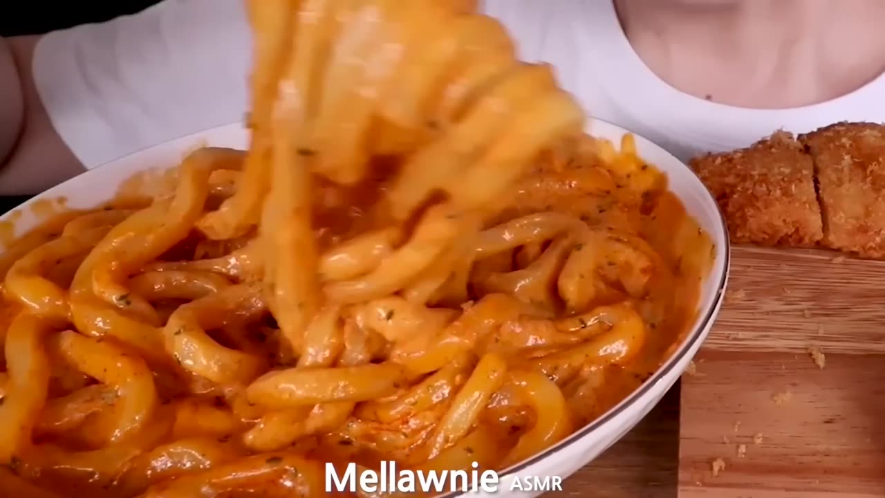 "ASMR Mukbang: Cheesy Carbo Fire Noodles & Crispy Cheese Pork Cutlet | Ultimate Eating Sounds!"