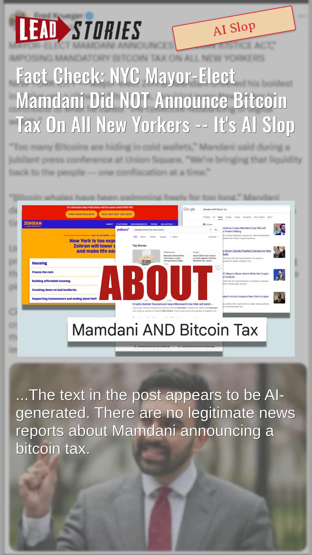 Fact Check: NYC Mayor-Elect Mamdani Did NOT Announce Bitcoin Tax On All New Yorkers -- Its AI Slop