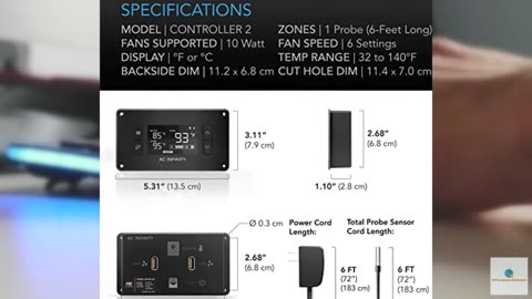 AC Infinity Controller 2, Fan Thermostat and Speed Controller, Controls AIRPLATE