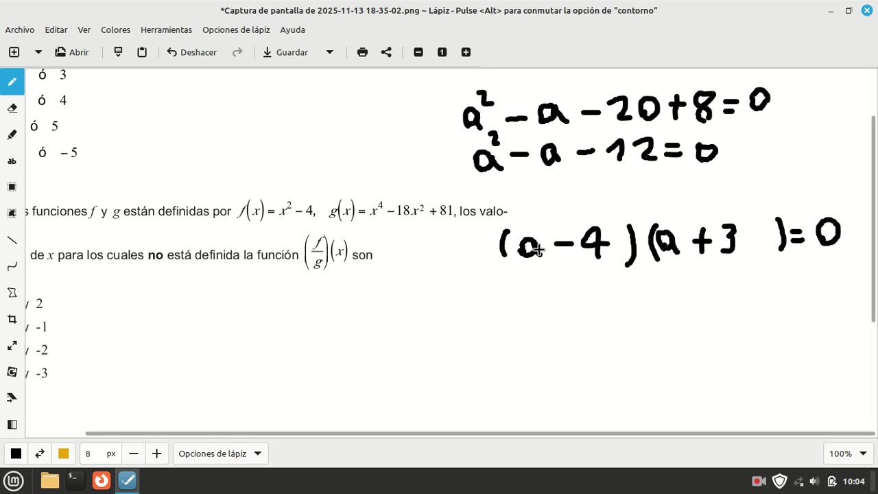 preguntas de matemáticas examen de admisión